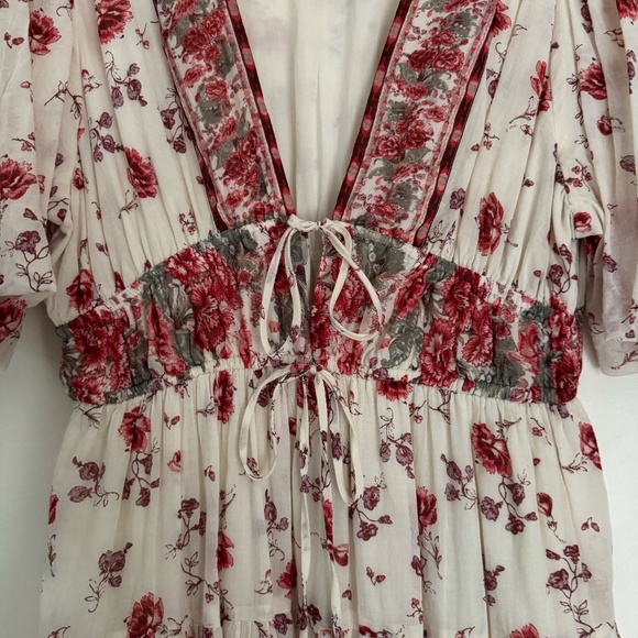 Free People Lysette Red Ivory Floral Maxi Dress - Picture 5 of 9
